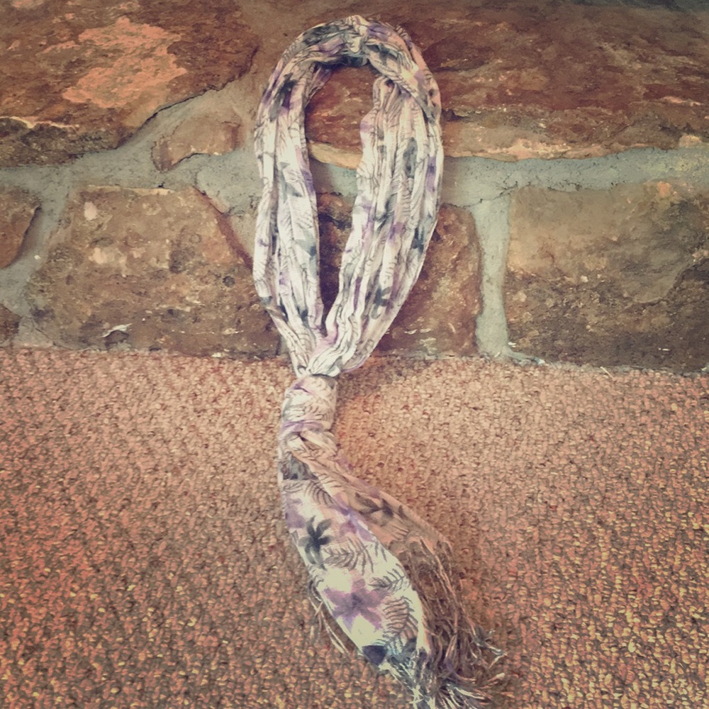Purple & Black Flower Light Weight Scarf